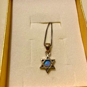 Star of David Blue Opal Necklace- NEVER WORN